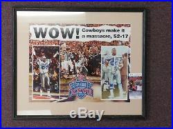 Framed NFL Dallas Cowboys Super Bowl XXVII Collage Signed by Smith & Irvin, JSA