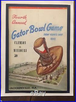 HISTORIC 1949 Gator Bowl Clemson vs Missouri football program/F. HOWARD/FRED CONE