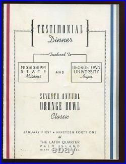 Jan 1 1941 NCAA Football Orange Bowl Testimonial Dinner Program Miss St Georgeto