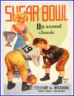 January 1, 1942 Sugar Bowl Classic Fordham vs. Missouri Football Program