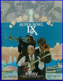 January 12th 1975 Super Bowl IX 9 Steelers Vikings Program New Orleans LOOK