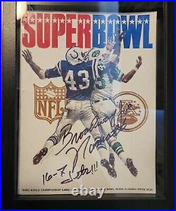 Joe Namath Signed Super Bowl III Program with2 Inscriptions & Display Case. Beckett