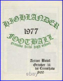 John Elway Unsigned High School Football Program 1977 Granada Hills Action Bowl
