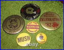 LOT Vintage UW Huskies Football, Programs, Ticket Stubs, Pins, Schedules 68 96