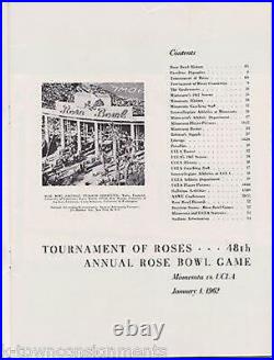 Minnestoa vs. UCLA Vintage NCAA College Rose Bowl Football Game Program & Ticket