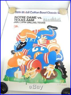 Mobil Cotton Bowl 58th Football 1994 Poster Notre Dame vs. Texas A&M Palladino