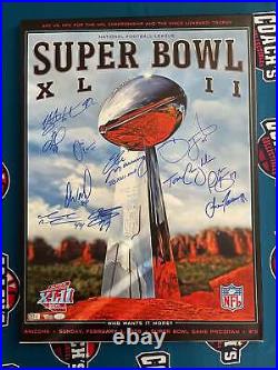 Multi Signed NY Giants Super Bowl XLII 30x22 Program Canvas JSA/Beckett/Fanatic