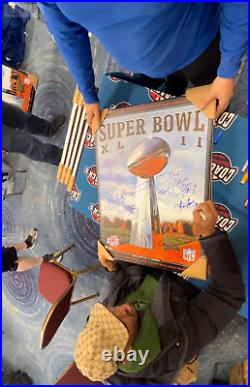 Multi Signed NY Giants Super Bowl XLII 30x22 Program Canvas JSA/Beckett/Fanatic