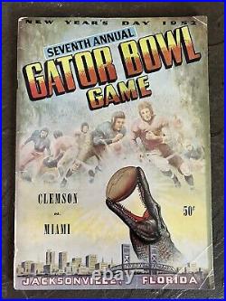 New Year's Day 1952 7th Gator Bowl Clemson vs Miami Football Game Program RARE