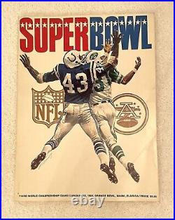 Official'69 NFL SUPER BOWL 3 PROGRAM-JETS/COLTS-Football Stats-Car Ads EUC