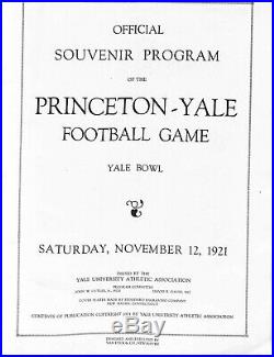 Official Souvenir Program of the Princeton-Yale Football Game Yale Bowl 1921
