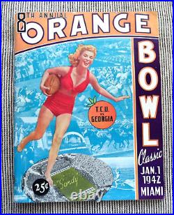 Orig. 1942 ORANGE BOWL Football Program GEORGIA BULLDOGS vs TCU HORNED FROGS