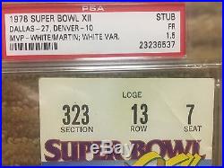 PSA 1.5, RARE Super Bowl XII Ticket, Program, Mug, Pennants, Cowboys/ Broncos 1978