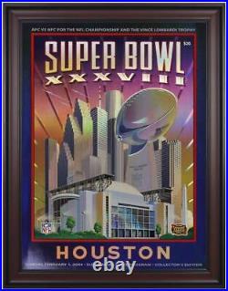 Patriots vs Panthers Framed 36x48 Canvas Super Bowl XXXVIII Program
