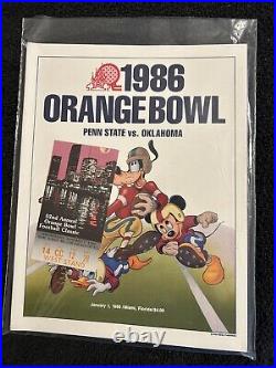 Penn St Vs Oklahoma 1986 Orange Bowl Game Program With Ticket Stub Nice M150