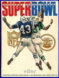 Program Football Super Bowl 1969 III New York Jets Colts Joe Namath Guarantee