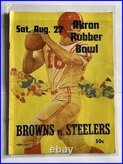 RARE! Browns VS Steelers Akron Rubber Bowl Program Aug 22, 1964