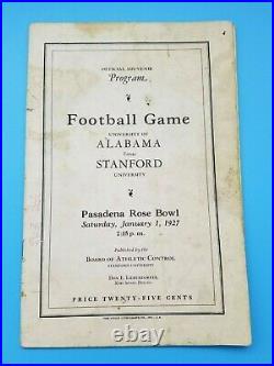 ROSE BOWL FOOTBALL PROGRAM 1927 ALABAMA vs STANFORD OFFICIAL VERSION