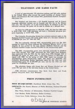 Rare 1967 NFL Championship Game Media/Press Guide Cowboys vs Packers ICE BOWL