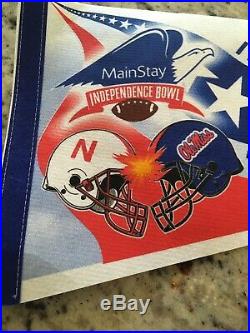 Rare 2002 Vintage Nebraska Independence Bowl Football Ole Miss Banner Pennit
