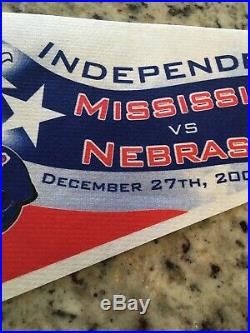 Rare 2002 Vintage Nebraska Independence Bowl Football Ole Miss Banner Pennit