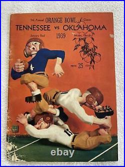 Rare Vintage Oklahoma OU Vs Tennessee Football Program Orange Bowl Jan 2, 1939