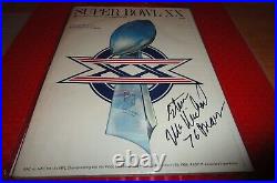 STEVE McMICHAEL SIGNED SUPER BOWL XX PROGRAM WITH 1985 SCHEDULE PAYTON ON FRONT