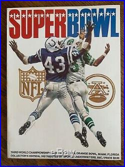 SUPER BOWL 3 III PROGRAM AFL NFL BALTIMORE COLTS NY JETS ORIGINAL 1969 So Nice