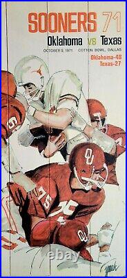 Sooners 1971 Oklahoma vs Texas Football Cotton Bowl Program Rendition On Wood