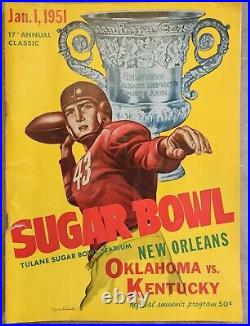 Sugar Bowl 1951 Oklahoma Kentucky Football Souvenier Program Rare
