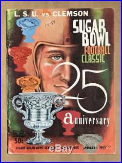 Sugar Bowl Football Program Lsu Clemson 1959 Ex+