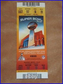 Super Bowl 2012 XLVI Indianapolis Full Ticket, Program, Visitor Guide NY Giants
