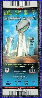 Super Bowl 51 LI Patriots Falcons Full Authentic Ticket, Lanyard, Pin & Program