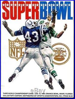 Super Bowl III 3 Program Jets v Colts Joe Namath 1/12/69 Miami Ex/MT+ 31998