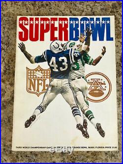 Super Bowl III Official Game Program, Great Condition Colts Vs Jets Joe Namath