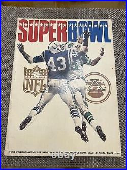 Super Bowl III Program Baltimore Colts Vs New York Jets Original