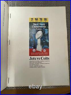 Super Bowl III Program Baltimore Colts Vs New York Jets Original