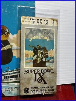 Super Bowl IX Ticket Stub & Program 1975 New Orleans Steelers V Vikings Football