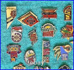 Super Bowl NFL Flying Colors Pins 18 Pin Complete Set Football Very Rare