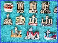 Super Bowl NFL Transportation Pins 25 Pin Complete Set Football Very Rare