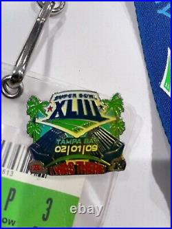 Super Bowl XLIII Ticket Stub, Lanyard, Pin, and Program Pittsburgh VS Cardinals