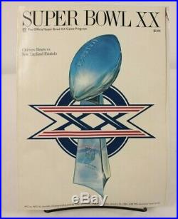 Super Bowl XX 20 New England Patriots Chicago Bears Football Program and Ticket