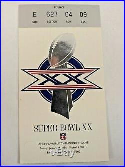 Super Bowl XX 20 New England Patriots Chicago Bears Football Program and Ticket