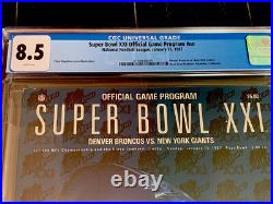 Super Bowl XXI Program New York Giants Champs Rose Bowl Broncos 1987 CGC 8.5