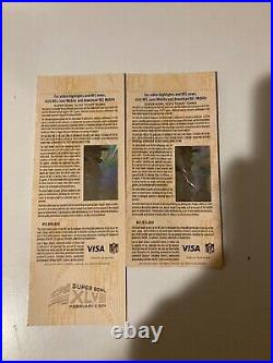 Two Super Bowl 48 XLVIII tickets, one full, one stub and program
