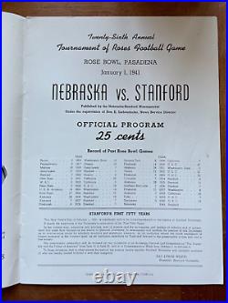 Vintage 1941 Rose Bowl College Football Program Stanford vs Nebraska Cornhuskers