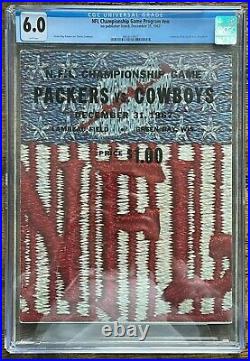 Vintage 1967 NFL Championship Ice Bowl Program Packers Vs. Cowboys CGC 6.0