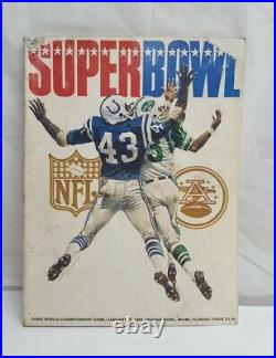 Vintage 1969 SUPER BOWL 3 lll WCG Football Program NY Jets vs. Baltimore Colts