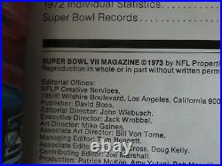 Vintage 1972-73 NFL Super Bowl VII Program Washington Redskins Miami Dolphins