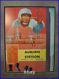 Vintage Auburn Football Program Framed Auburn Vs Stetson Crawton Bowl 1953